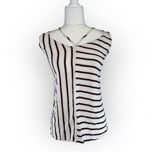 Maurices Plus Size 3X Asymmetrical Red Black White Striped Sleeveless Tank